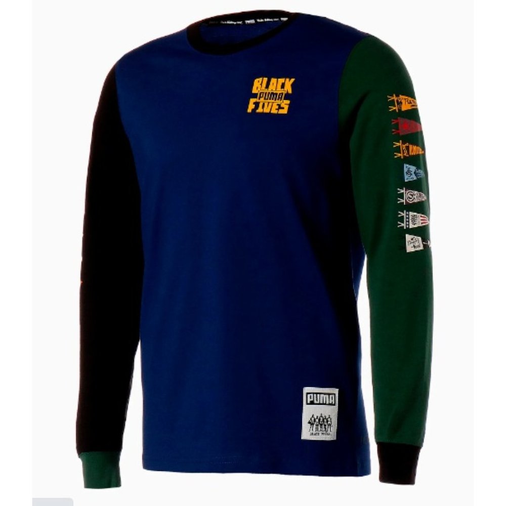 PUMA Barnstorming X Black Fives Long Sleeve Blue 532449-01 Men's Sizes L, XL NWT